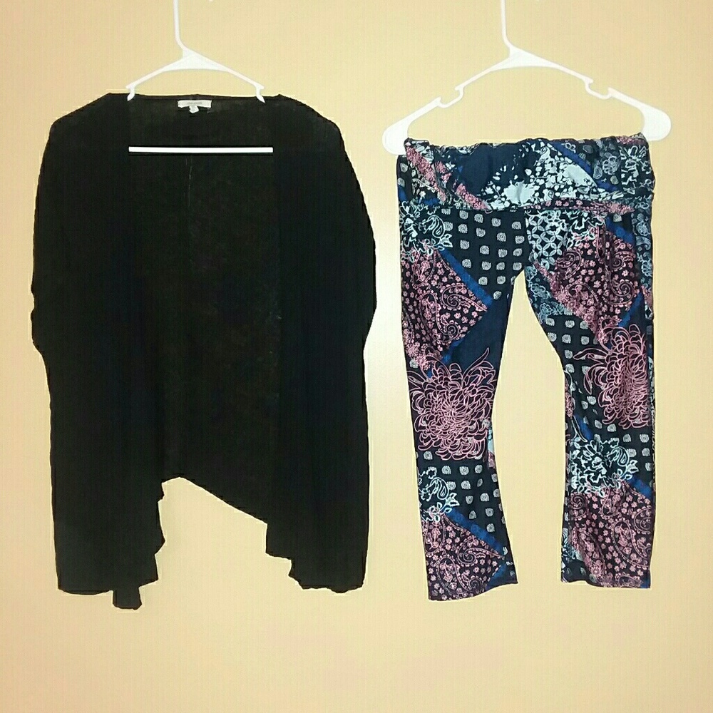 MAURCIES SPRING OUTFIT CAPRIS & BLACK CARDIGAN